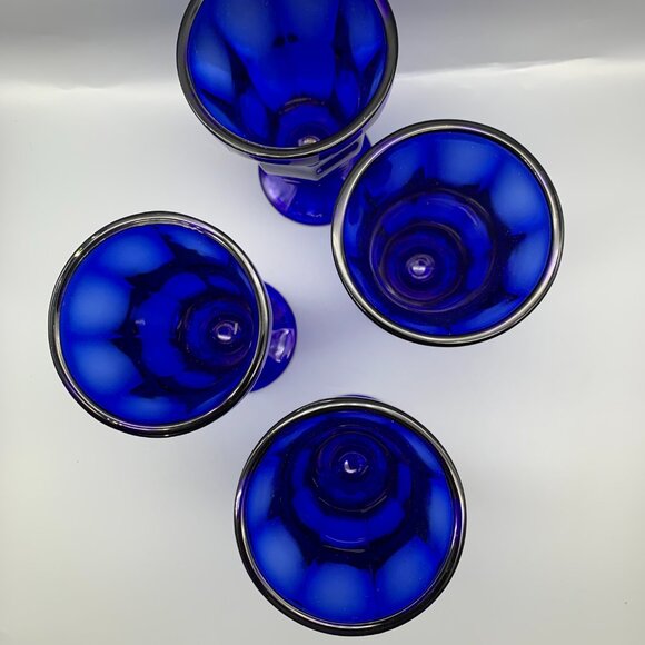 Vintage Anchor Hocking set of 4 Cobalt Blue Parfait/Milkshake Glasses - Picture 4 of 8